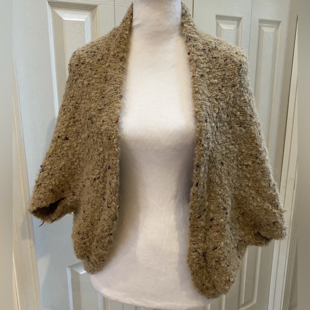 Dillards Italy Alpaca Blend Shrug in Beige Tweed NWT All size